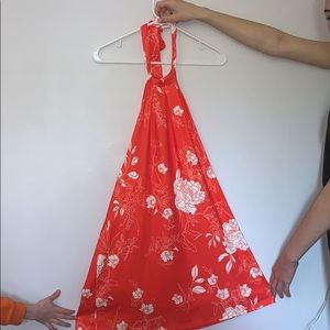 Orange/red halter floral dress